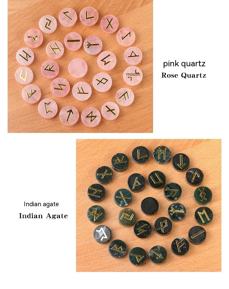 1662-25 Pieces A Pack Of Runes Natural Crystal Agate Luen Letter Wafer Suit Nordic Germanic