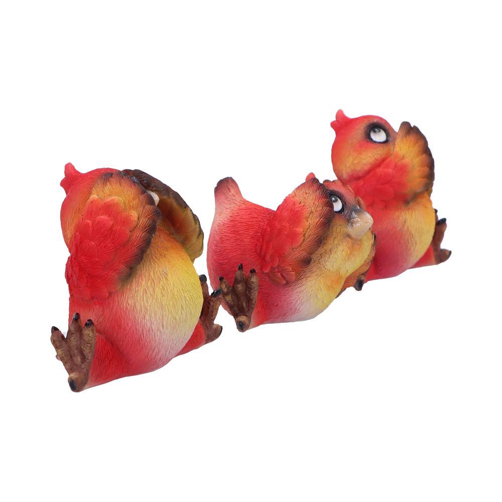 Three Wise Comical Birds Figurines See Hear Speak No Evil Wisdom Ornaments