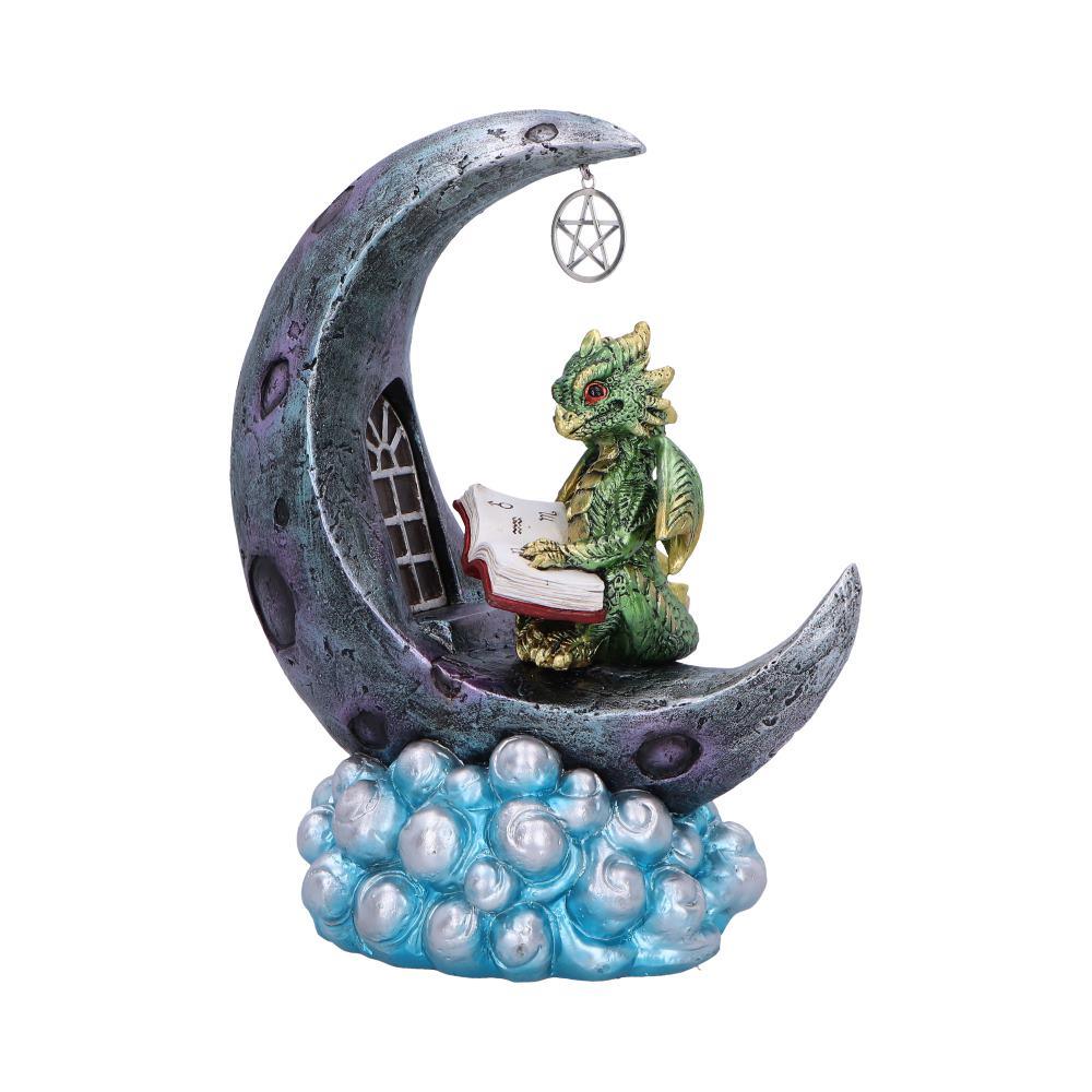 Mystical Green Dragon on Crescent Moon – LED Figurine Gothic Fantasy Decor