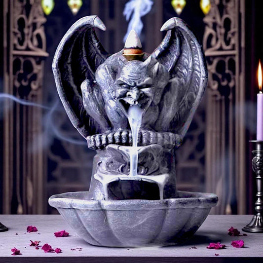 Dark Gargoyle Incense Cone Burner Gothic Backflow Smoke Tower Horror Statue