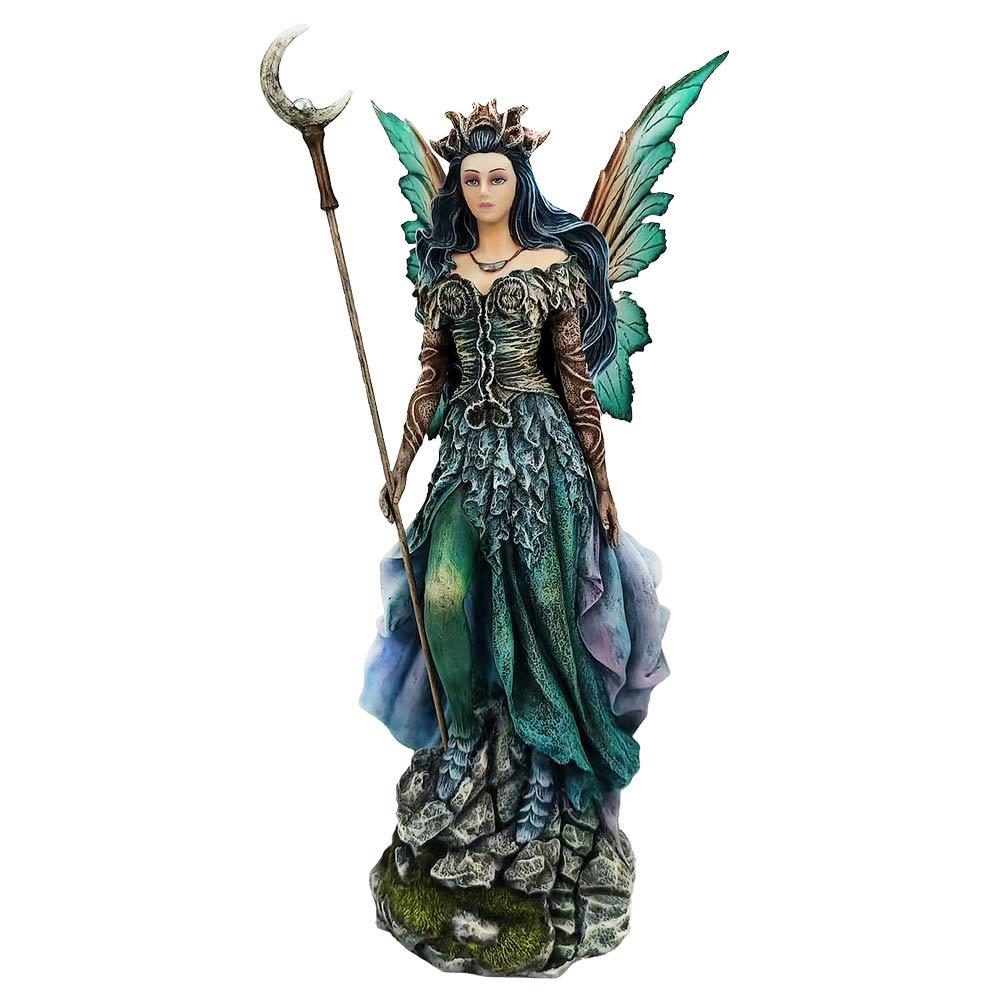 Fantasy Night Spirit Fairy Statue Gothic Moon Sorceress Enchanted Figurine Statue