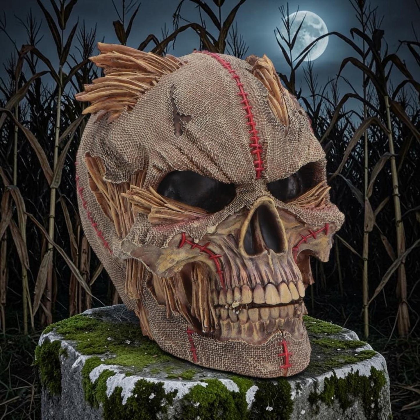 Scarecrow Skull Figurine Creepy Harvest Gothic Horror Halloween Decoration Art