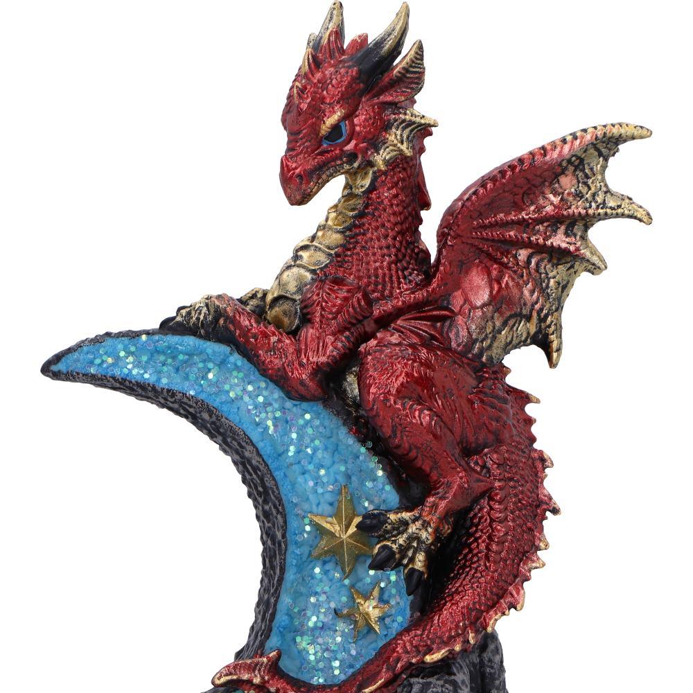 Crescent Moon Dragon Statue Fantasy Figurine Gothic Mythical Creature Art Decor