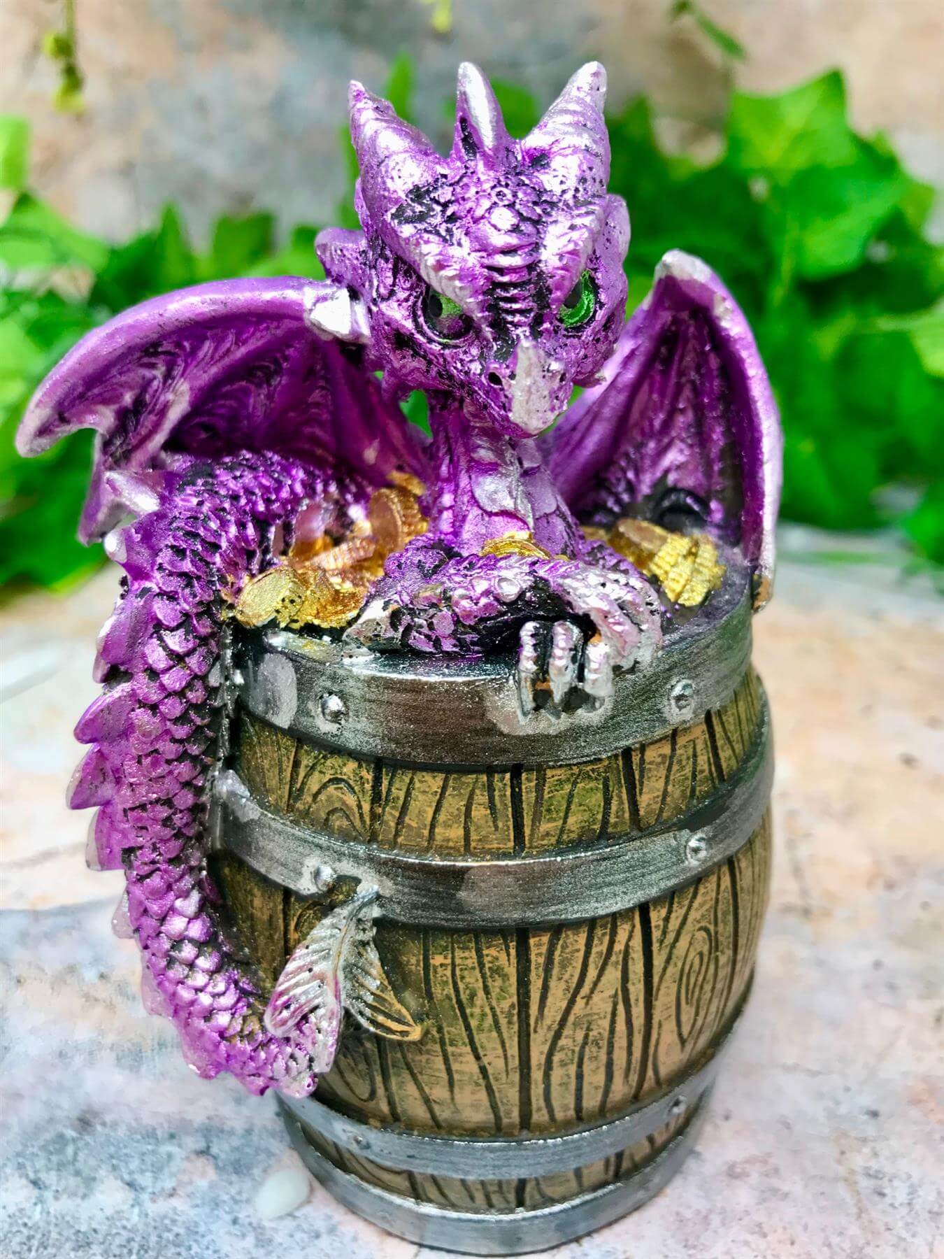 Purple Dragon Money Box, Whimsical Piggy Bank, Fantasy Dragon Ornament, Unique Savings Keeper, Magical Creature Decor, Home Fantasy Accent