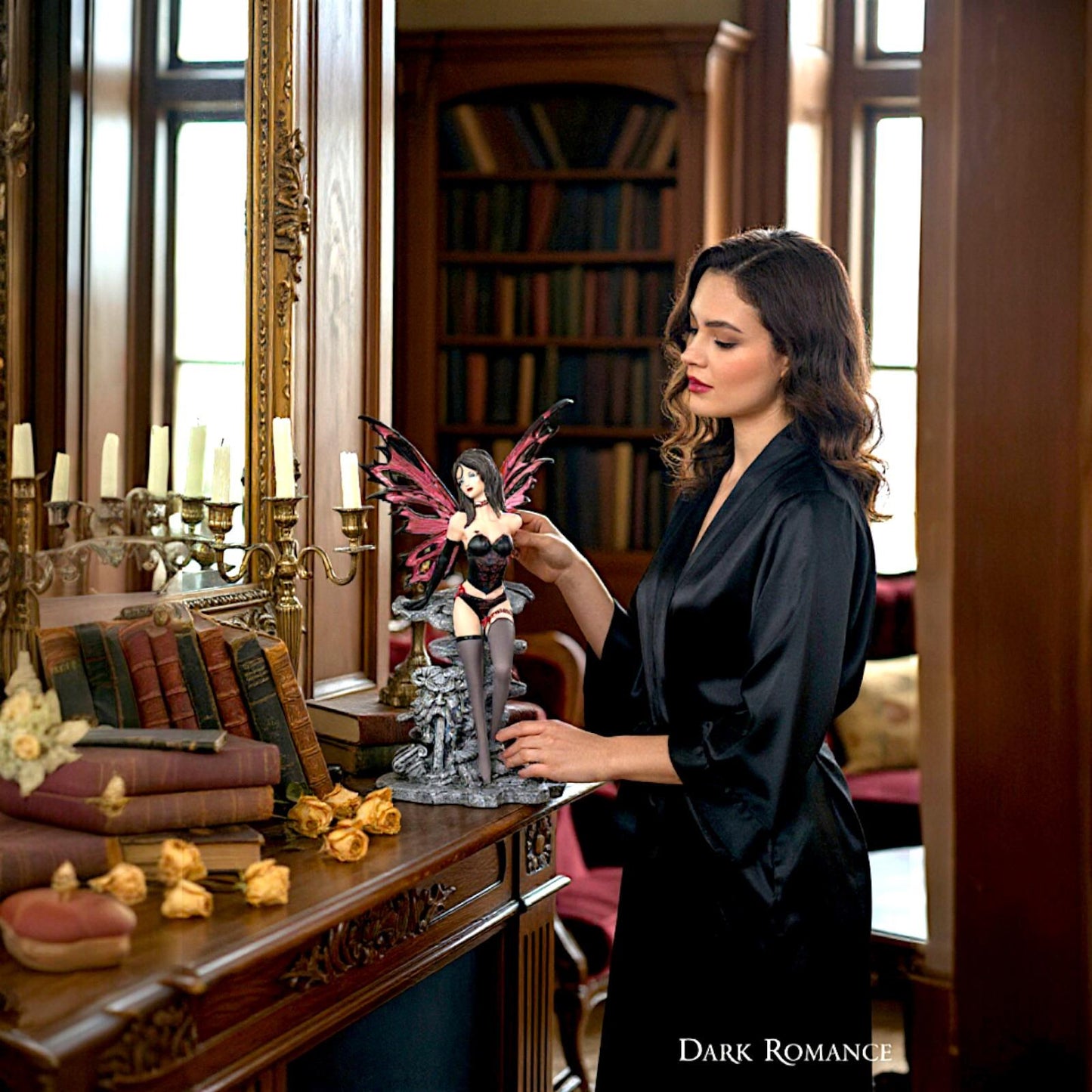 Seductive Dark Fairy Figurine Scarlet Gothic Fantasy Art Statue Collectible Gift