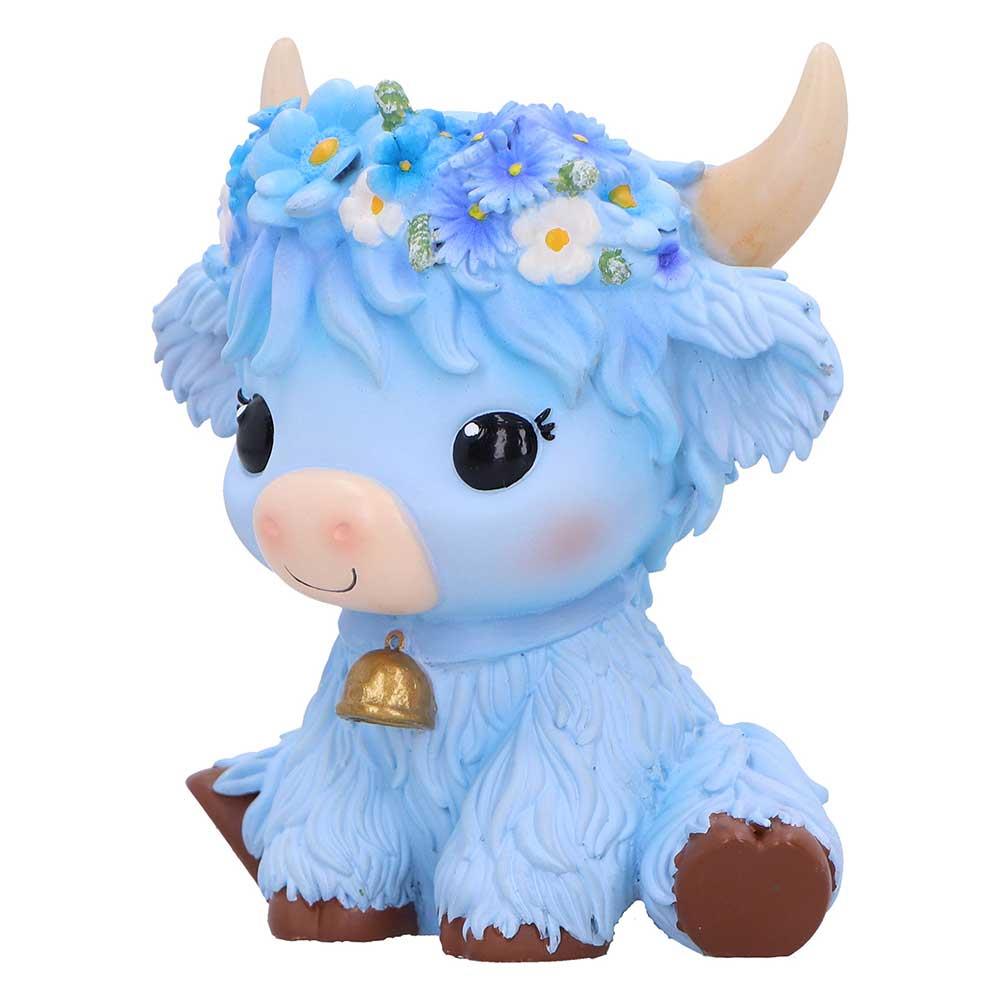 Moo Crew Bluebell Blue Flower Cow Figurine Cute Farmhouse Ornament Decor