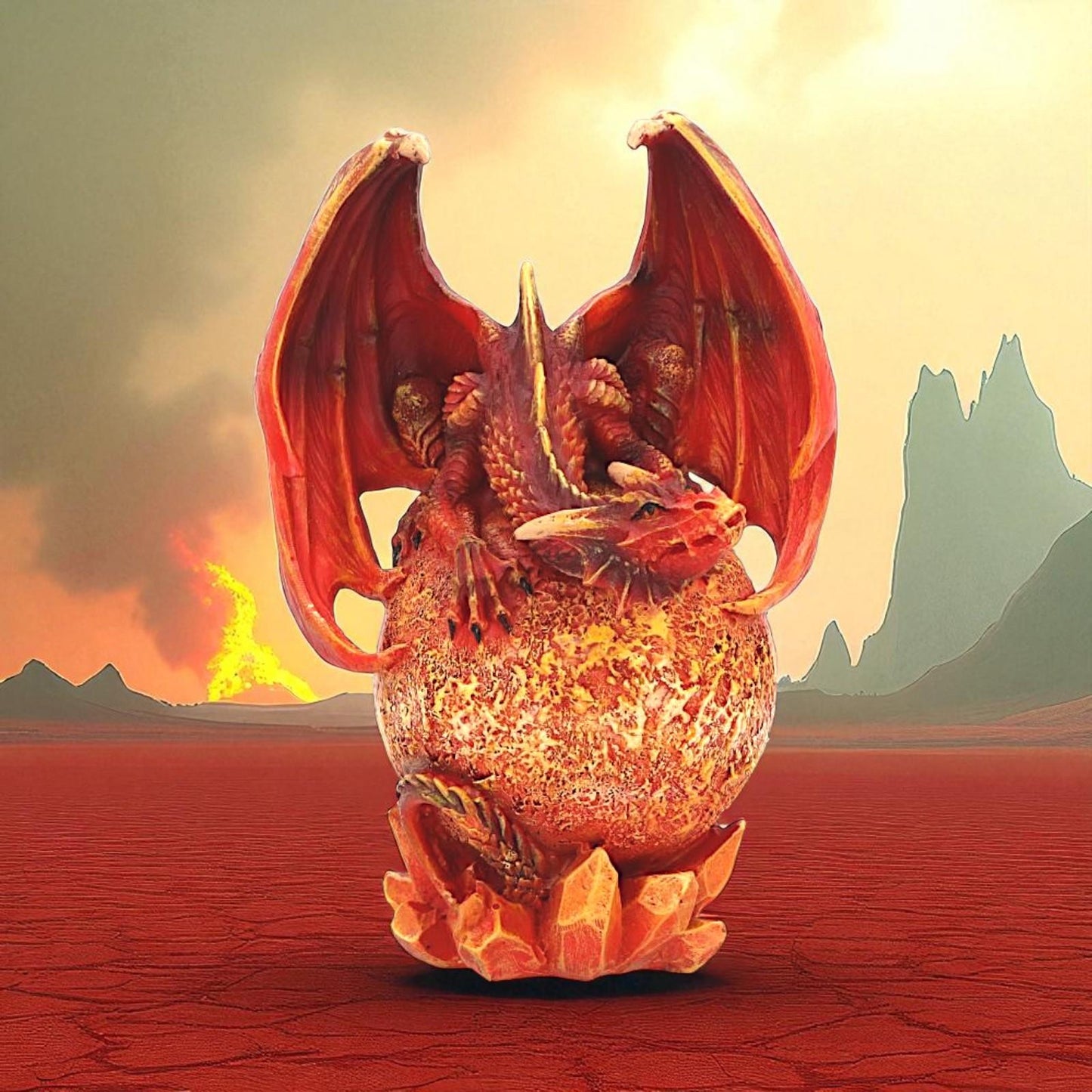 Gothic Planet Dragons Venus Figurine Red Fire Fantasy Statue Astrology Ornament Gift