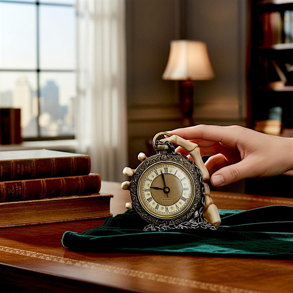 Skeleton Hand Holding Pocket Watch Gothic Mantel Clock Gothic Ornament