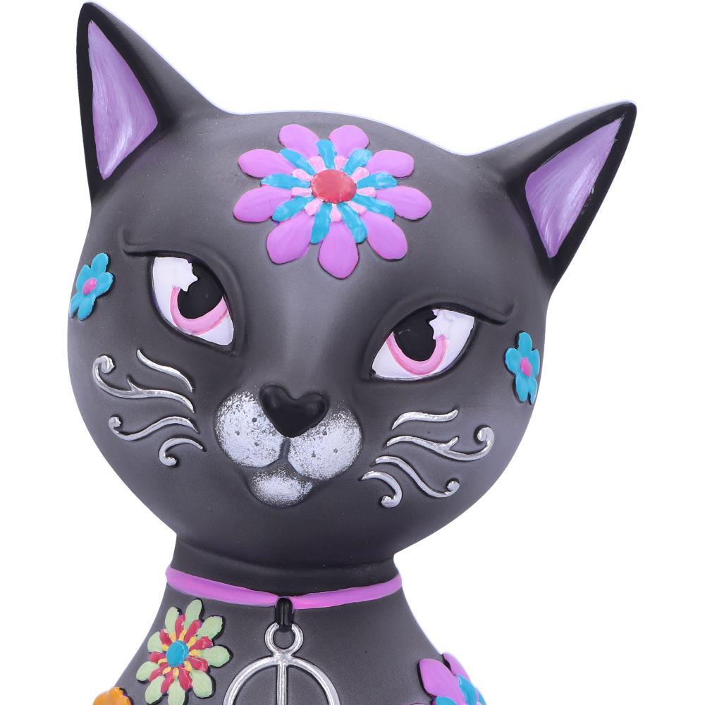 Boho Cat Ornament Colourful Hippy Kitty Figurine Funky Bohemian Animal Decor