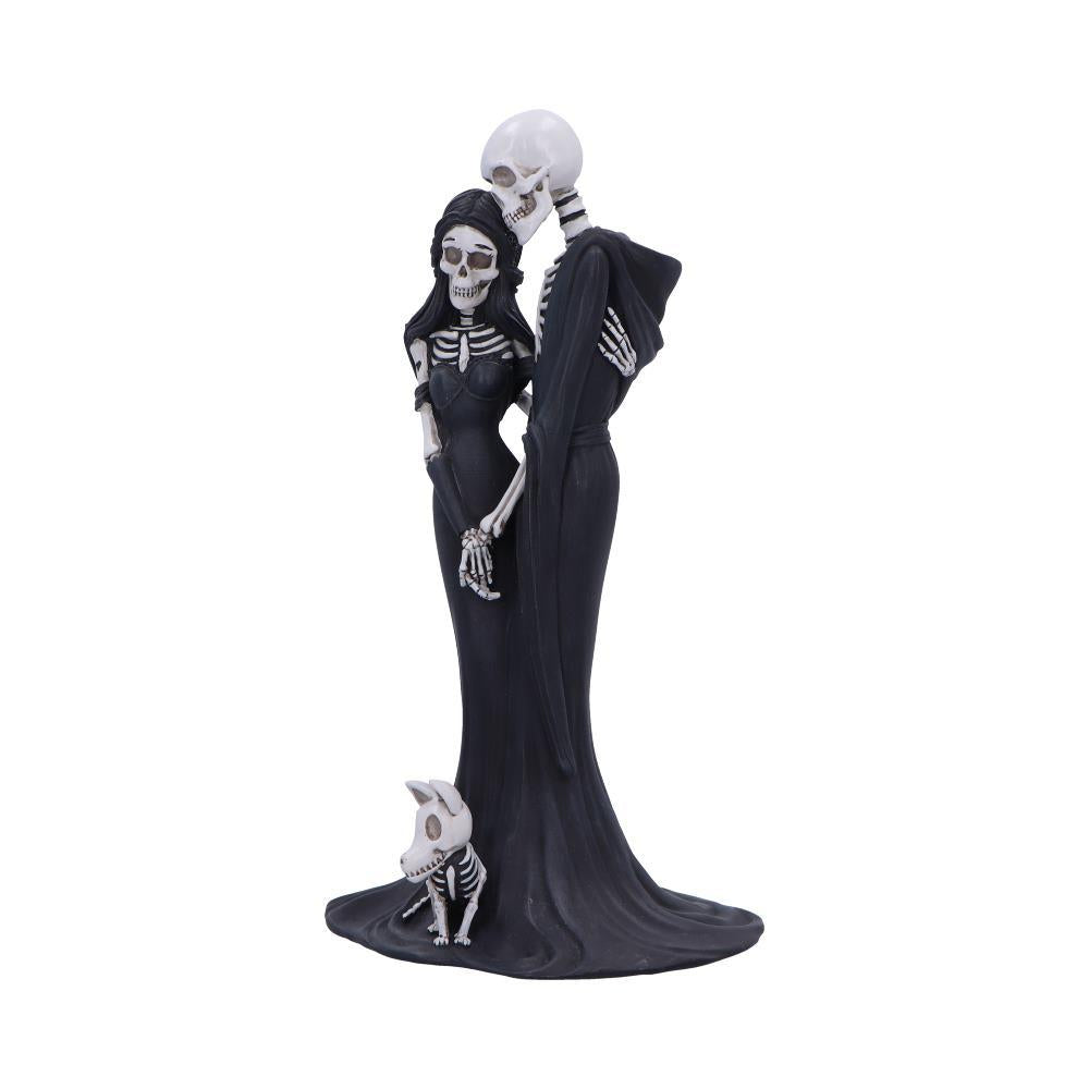 Gothic Skeleton Embrace Figurine Couple & Dog Everlasting Macabre Fantasy Art