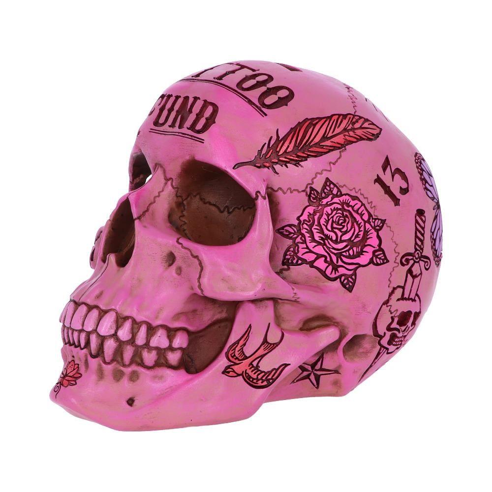 Pink Gothic Tattoo Skull Money Box | Resin Skull Coin Bank | Tattoo Fund Gift Box