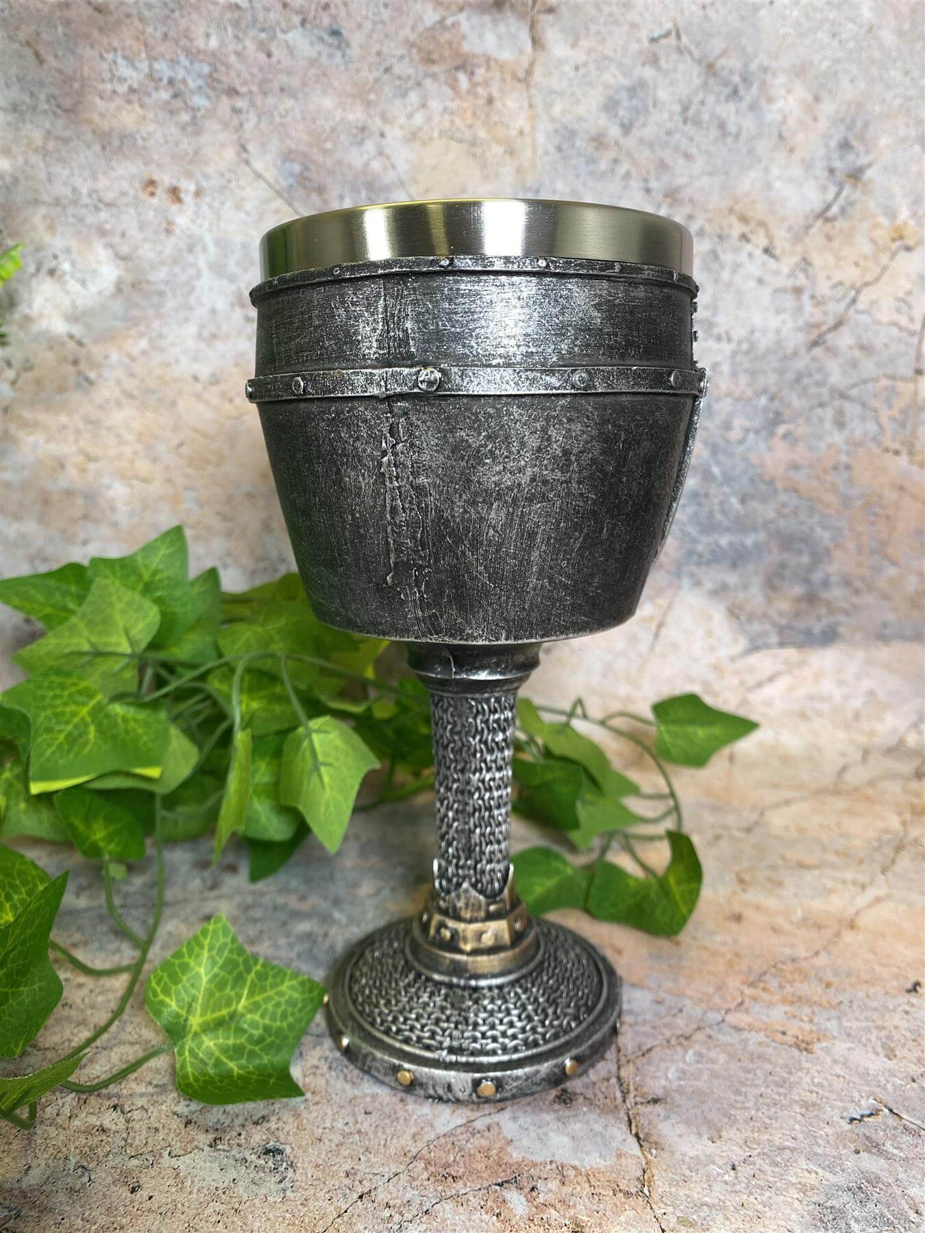 Exquisite Templar Helmet Medieval Style Goblet Handcrafted with Resin and Metal