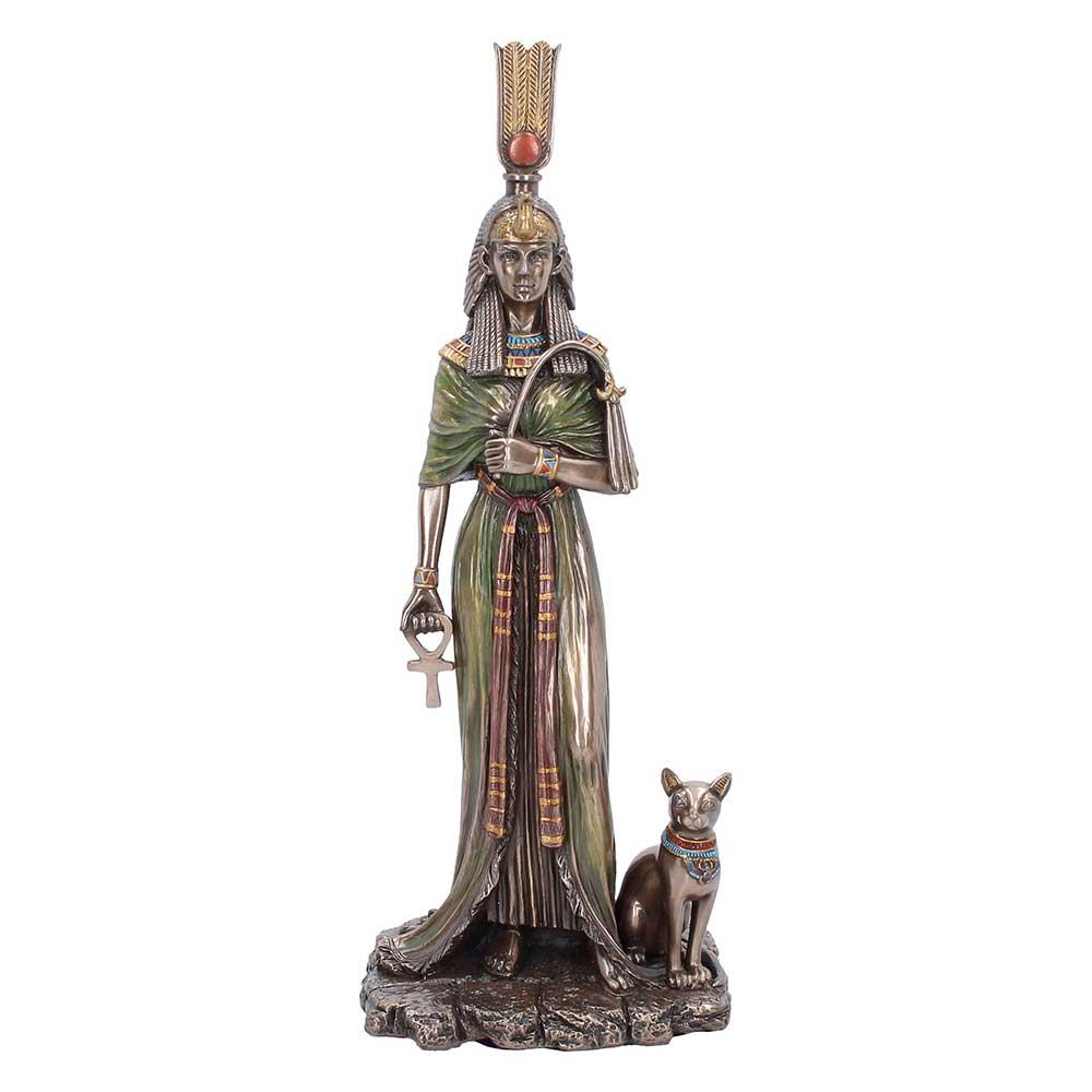 Ancient Egyptian Queen Statue Nefertari Royal Cat Ornament Mythology Decor