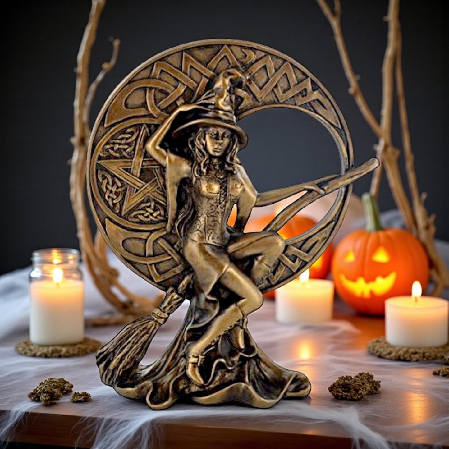 Wiccan Witch Celtic Moon Figurine Pagan Goddess Statue Witchcraft Ornament