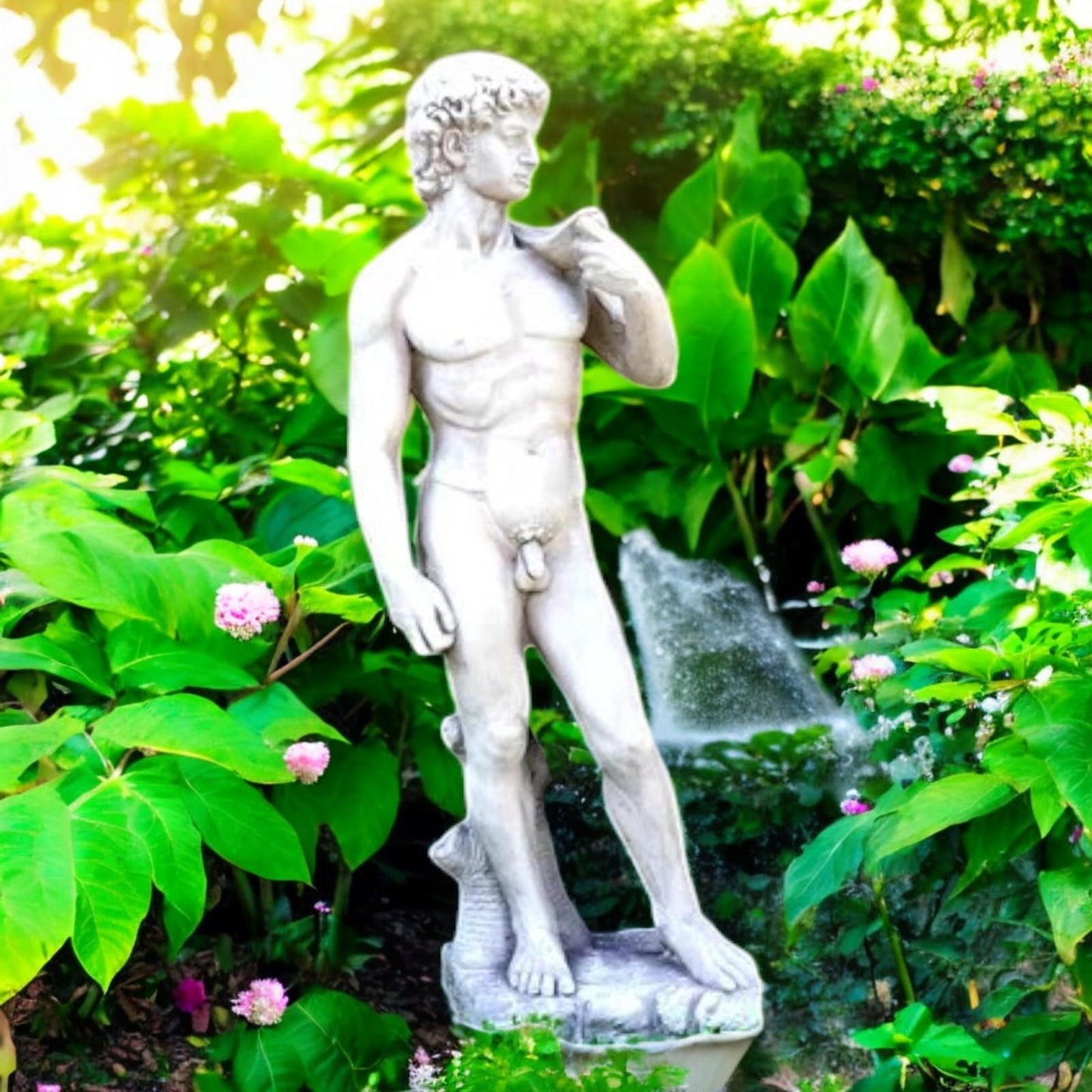 Large Michelangelo David Statue - Durable Stone Garden Decoration 109cm