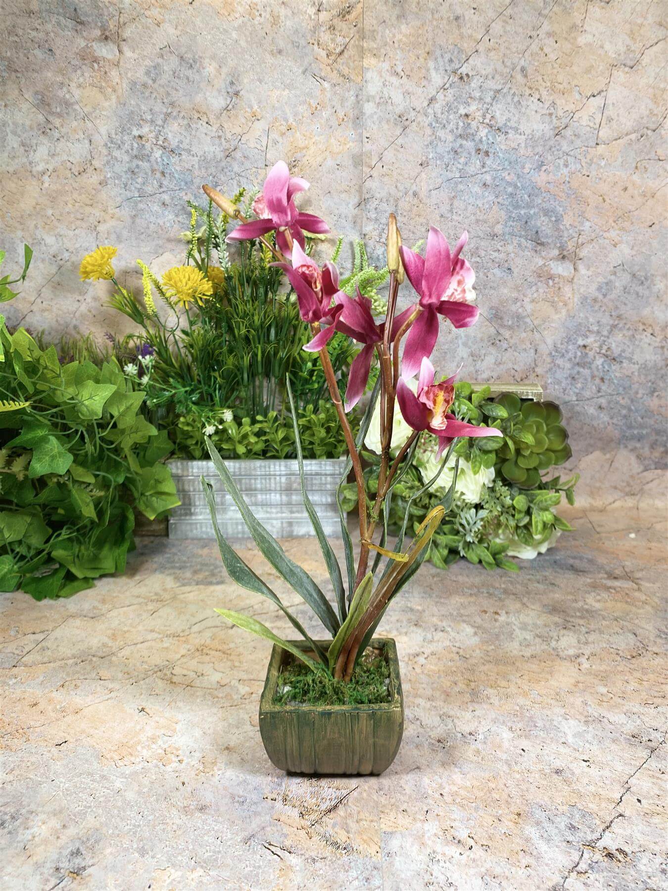 Elegant Artificial Orchids Display in 20 cm Tall Plant Pot - Lifelike Home Decor