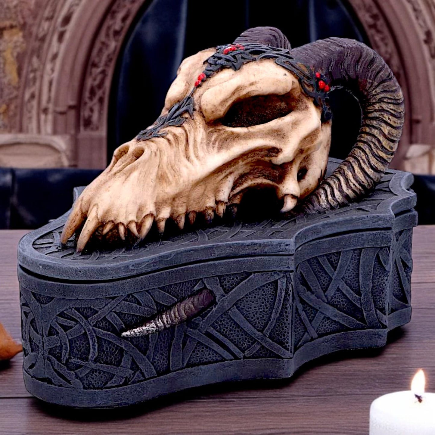 Fantasy Gothic Dragon Skull Box Monte Moore Design Collectible Trinket Storage