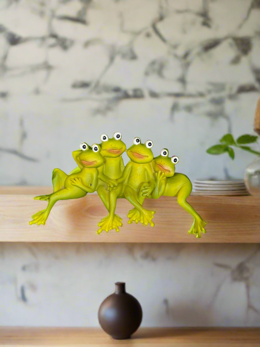 Ribbiting Frog Friends Shelf Sitter Figurine Handmade Resin Craft Garden Ornament 17 cm