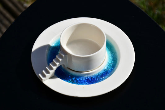 CASTLE COFFEE SET (blue glass moat)