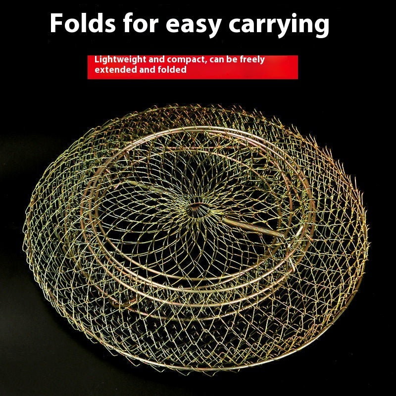 Steel Wire Fish Protection Folding Basket Net Pocket Put Metal Stainless Cage Woven