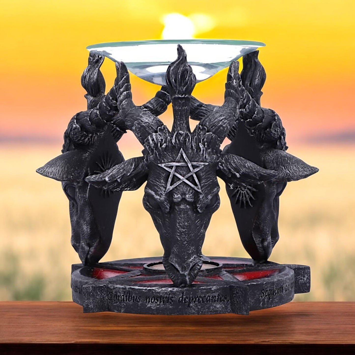 Baphomet Occult Oil Burner Witchcraft Ritual Decor Altar Ornament Gothic Horror