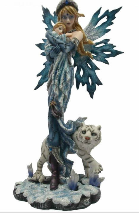 Winter Fairy Guardians with Child Figurine Statue Ornament