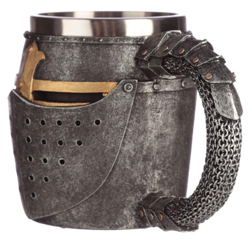 Medieval Knight Helmet Mug | Gothic Tankard with Stainless Steel Insert 11cm