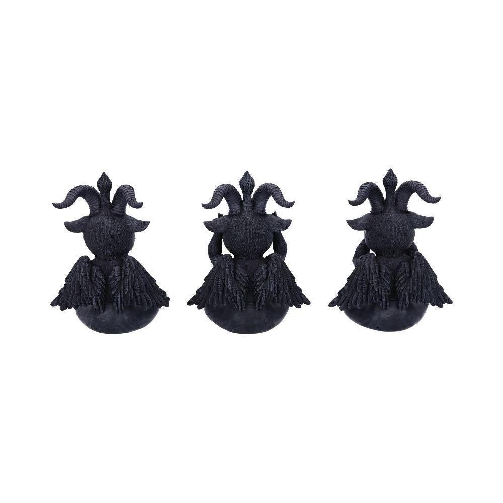 Three Wise Baphomet Set Occult Decor Gothic Horror Home Ornament Fantasy Figurine's