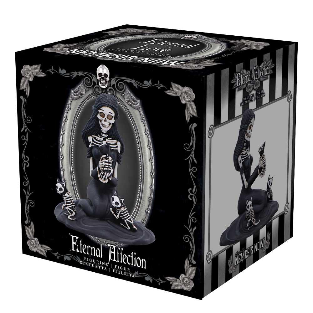Eternal Affection Gothic Skeleton Statue with Cats Sculpture Dark Romantic Decor