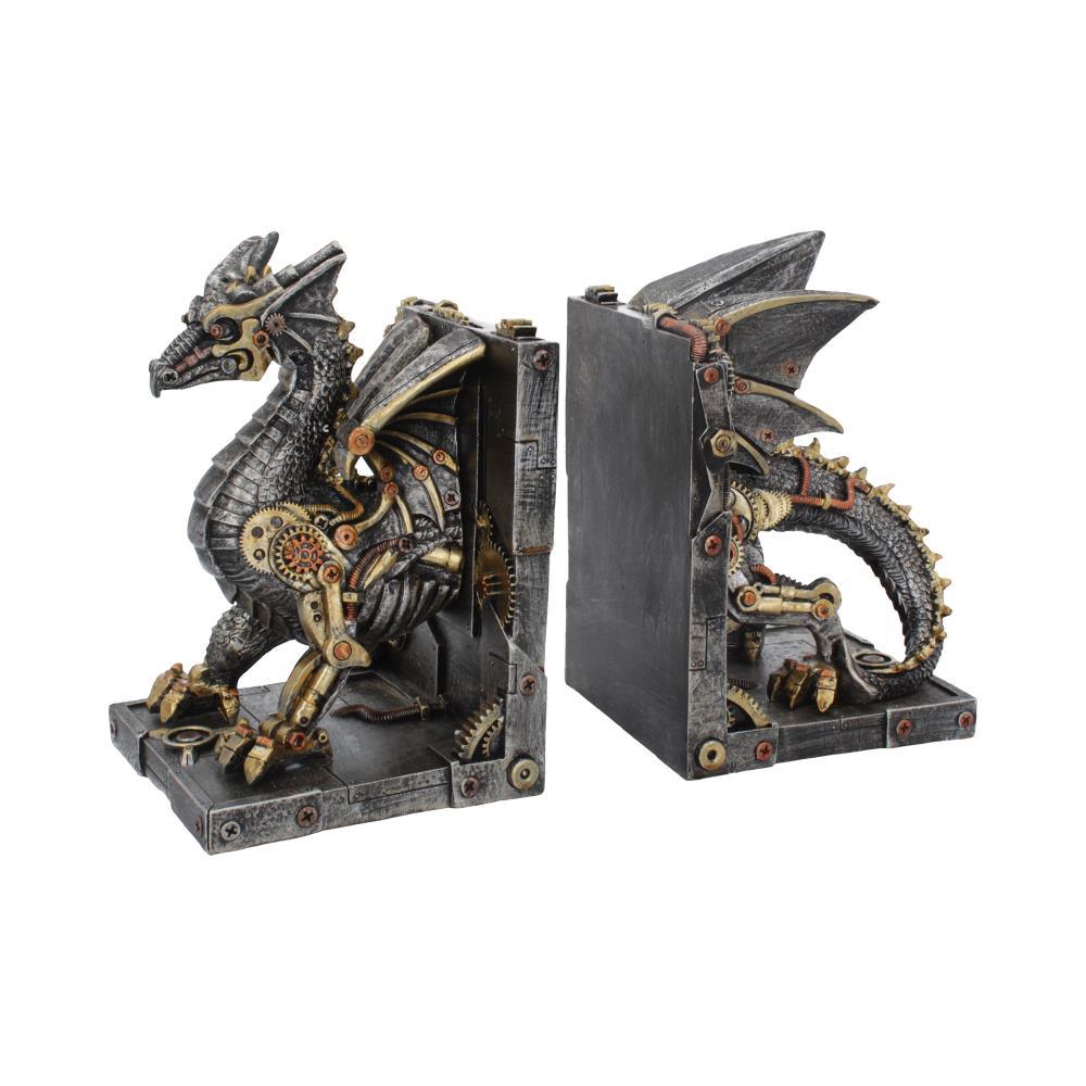 Gothic Steampunk Dragon Bookends Fantasy Figurines Mythical Creatures Decor