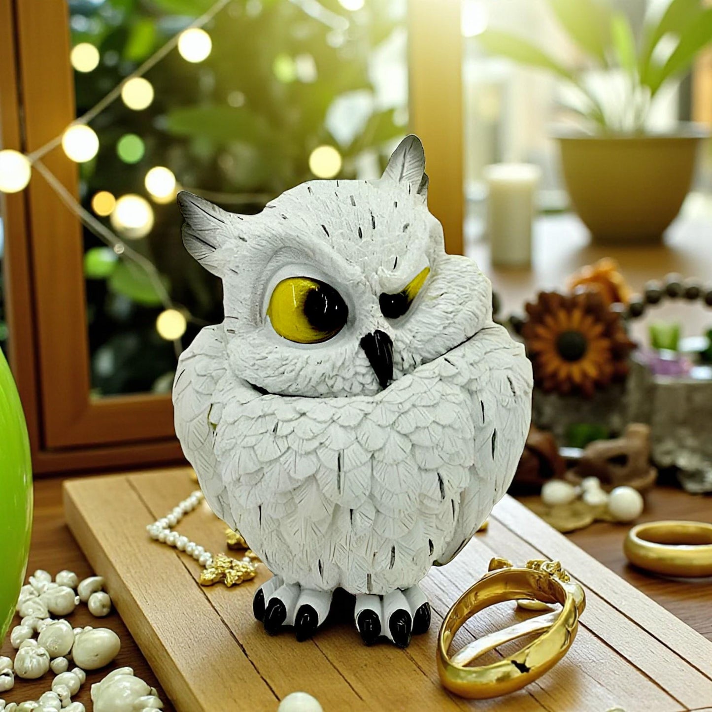 Enchanting Owl Trinket Box Container Figurine Wildlife Ornament Home Decor