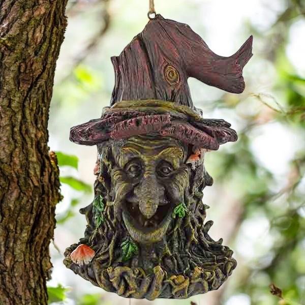 Resin Green Man Bird Feeder | 25 cm Hanging Garden Decor for Nature Lovers