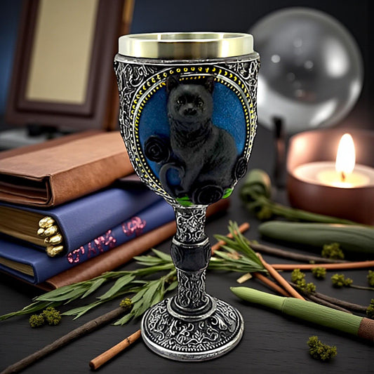 Gothic Black Cat Drinking Goblet Wiccan Chalice Resin Wine Cup Witchcraft Decor