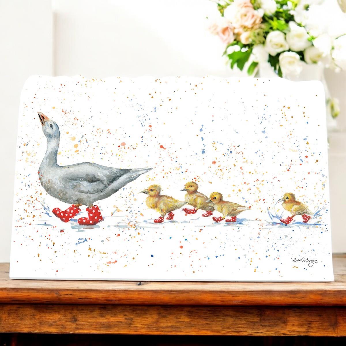 FOLLOW ME Ceramic Art Tile by Bree Merryn 30X20 cm – Ready to Hang, Cute Ducklings in Boots Wall Decor, Perfect Gift for Animal Lovers, Comes Boxed