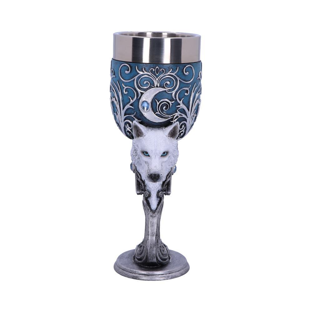 Fantasy White Wolf Enchanted Goblet Set Gothic Chalice Mystical  Drinkware Art