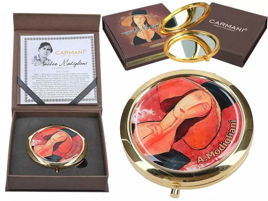 Elegant A. Modigliani Compact Mirror - Artistic Portable Beauty Tool in Gift Box