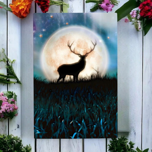 P.F. Johnson - Deer in the Moonlight Ceramic Picture Tile 30x20cm - Stunning Wall Art