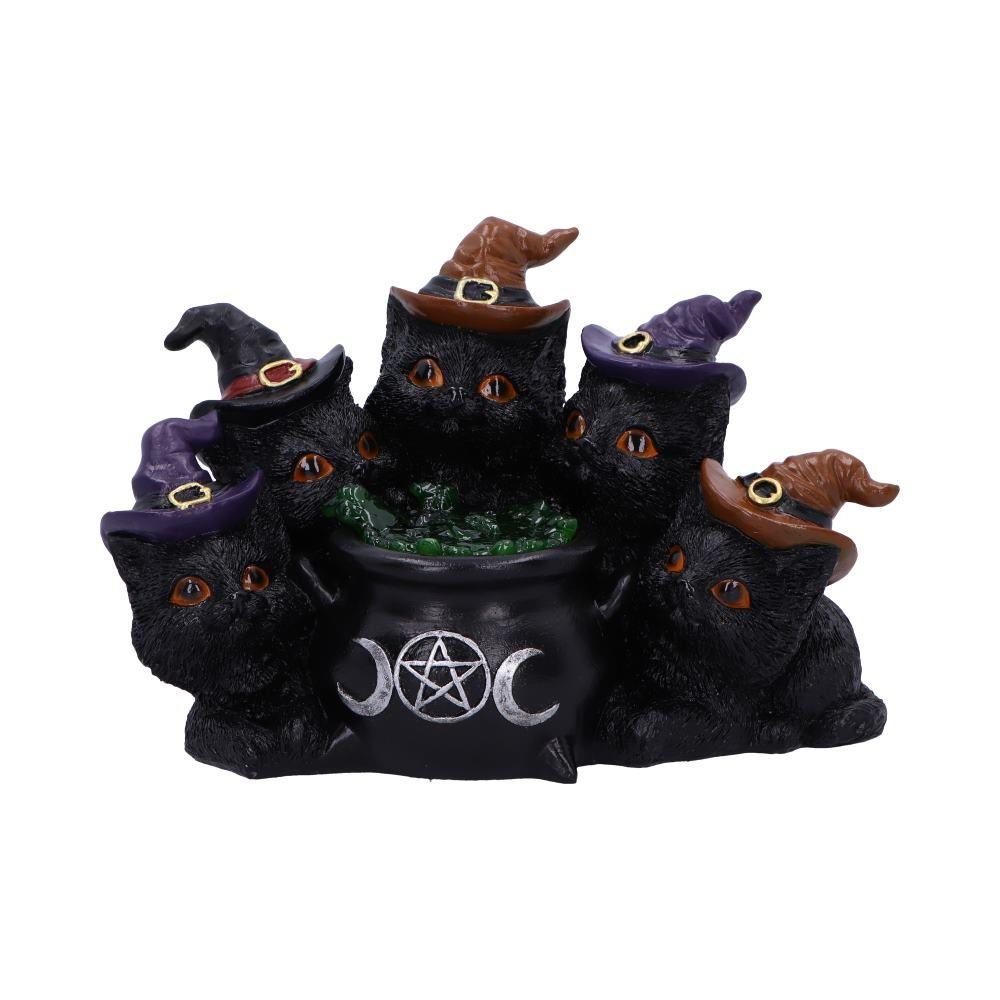 Mystical Light Up Black Cats & Cauldron Ornament Wicca Witchcraft Home Decor Gift