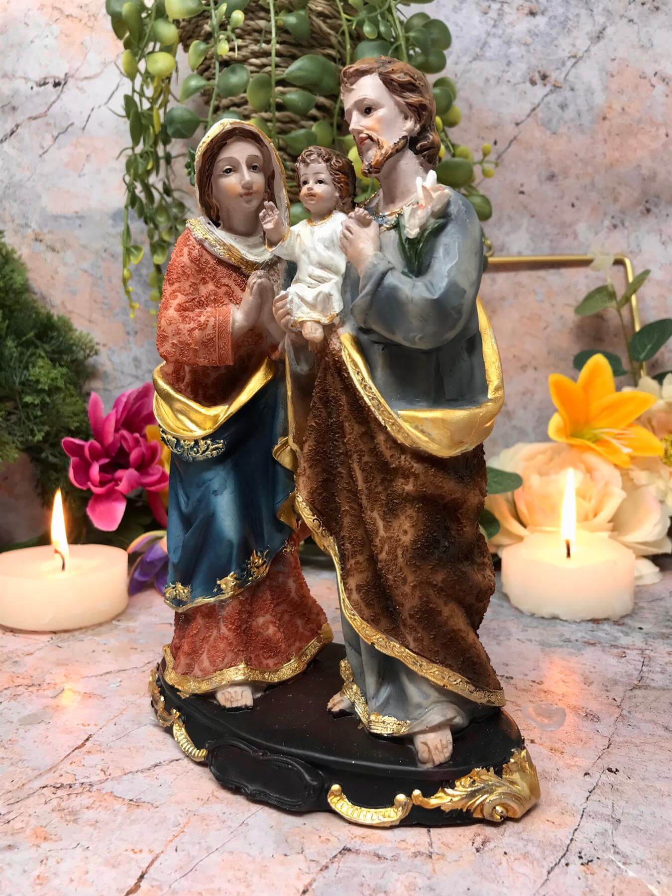 Holy Family Statue of the Virgin Mary Joseph and Jesus Religious Ornament Figure Home Decor