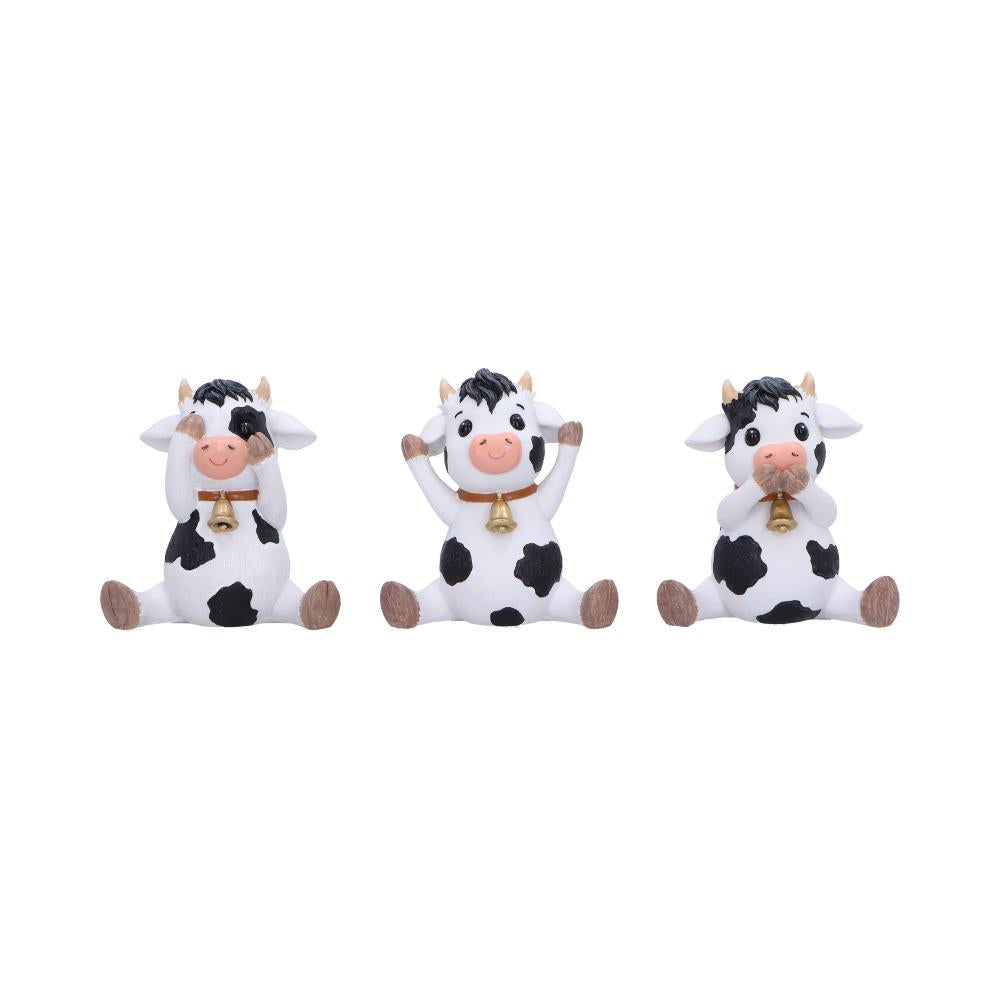 Three Wise Cows Figurine Set See No Hear No Speak No Evil Farm Yard Ornaments