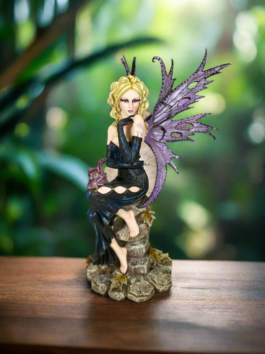 Large Dark Gothic Fairy and Dragon Companion Sculpture Statue Mythical Creatures Hand Made from Quality Designer Resin