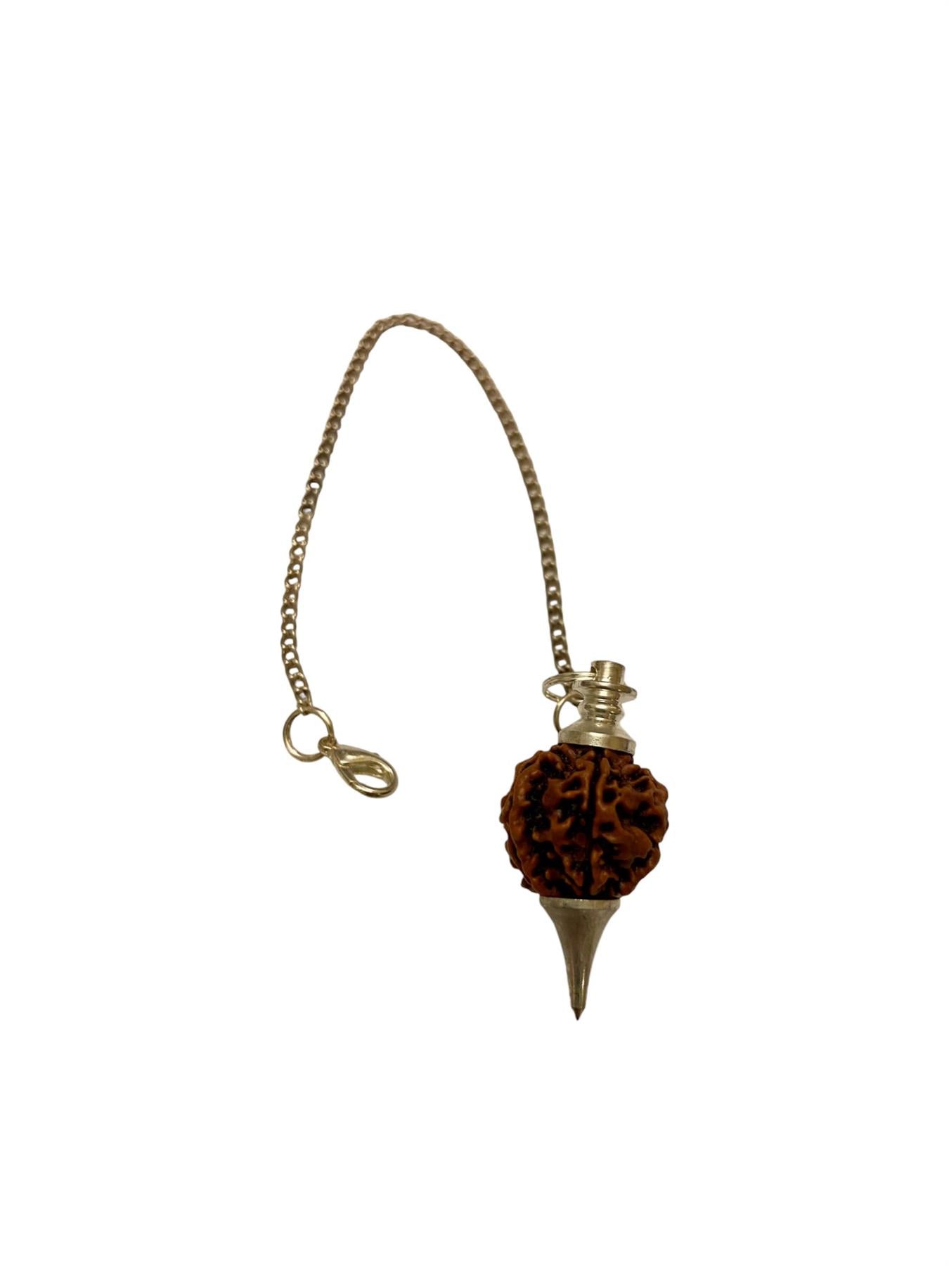 Rudraksha Dowsing Pendulum with Clasps - Natural Energy Healing Tool, 22cm Chain Length