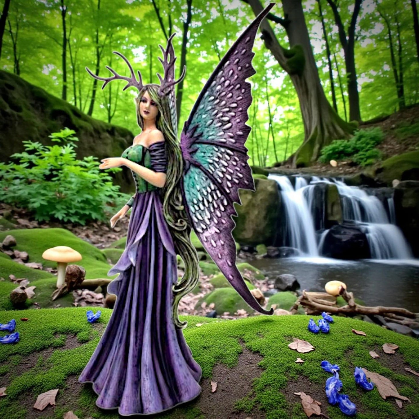 Large Spring Fairy with Antlers Sculpture Statue Amy Brown Figure Ornament Pagan