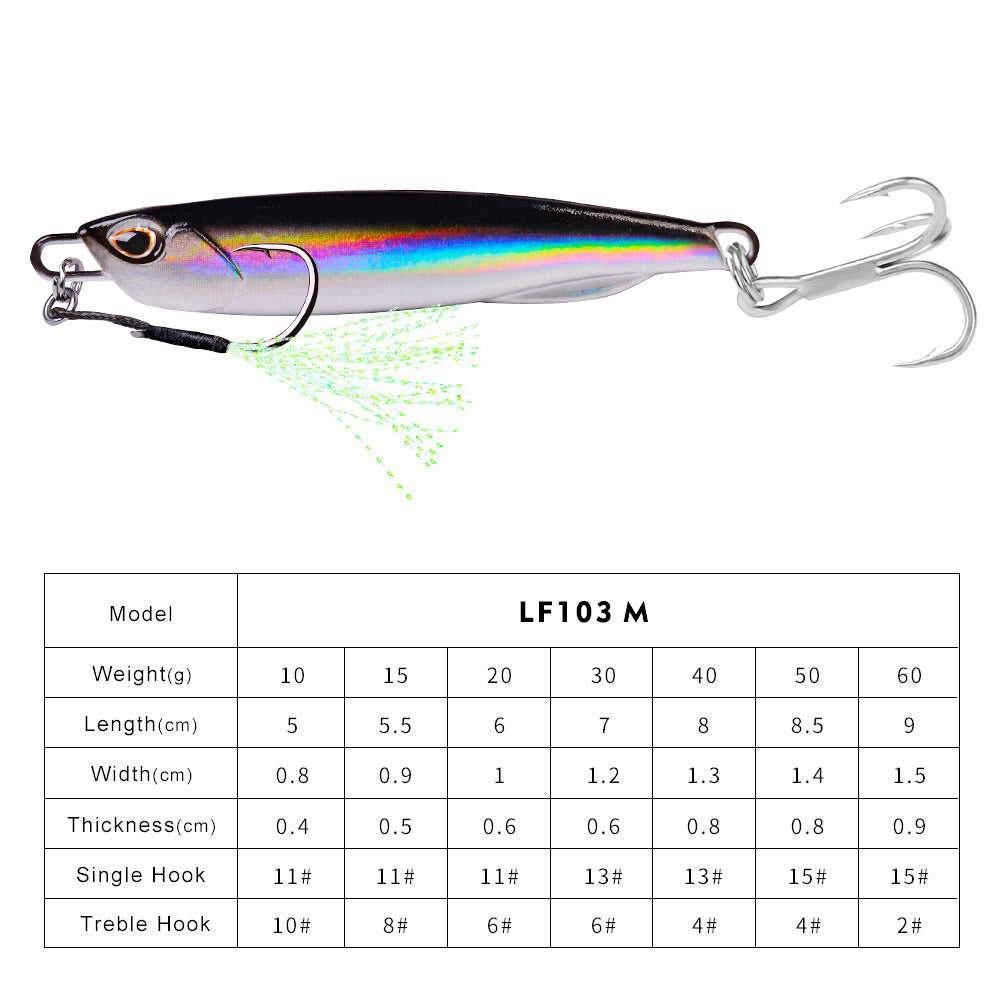 Luya Bait Submerged Tossing Lure Iron Plate Luminous Fish Lead With Treble Hook