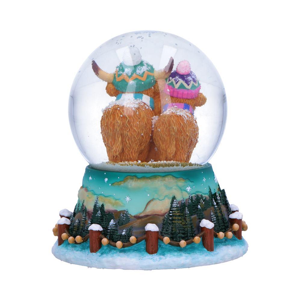 Highland Cow Snow Globe Christmas Winter Scottish Cattle Family Ornament