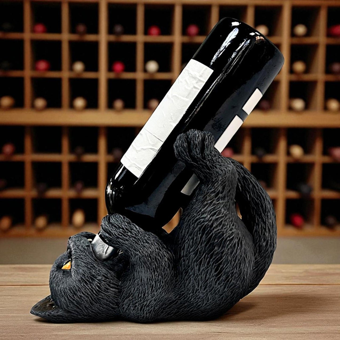 Gothic Cat Guzzler Wine Holder Figurine Halloween Decor Quirky Ornament Gift