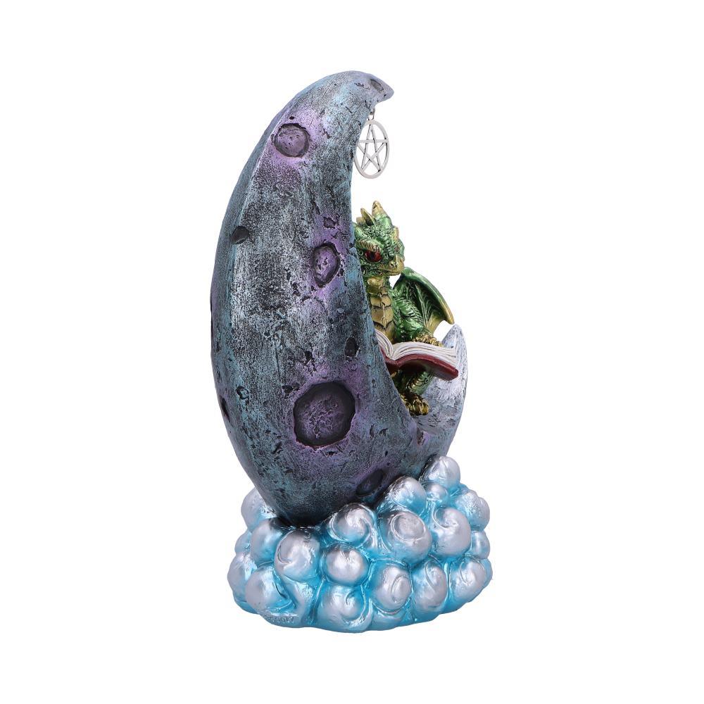 Mystical Green Dragon on Crescent Moon – LED Figurine Gothic Fantasy Decor