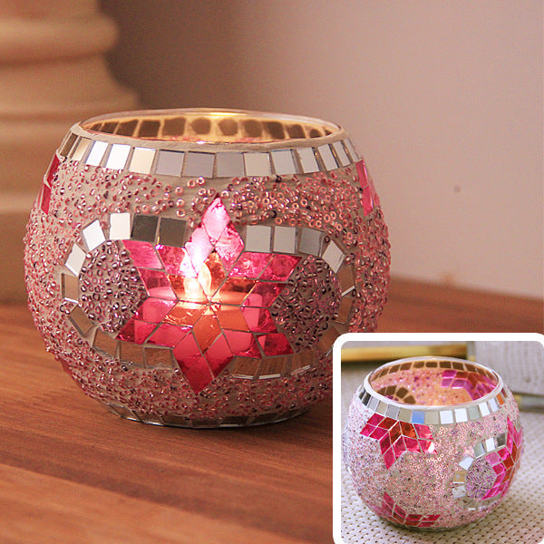 Mosaic glass candle holder