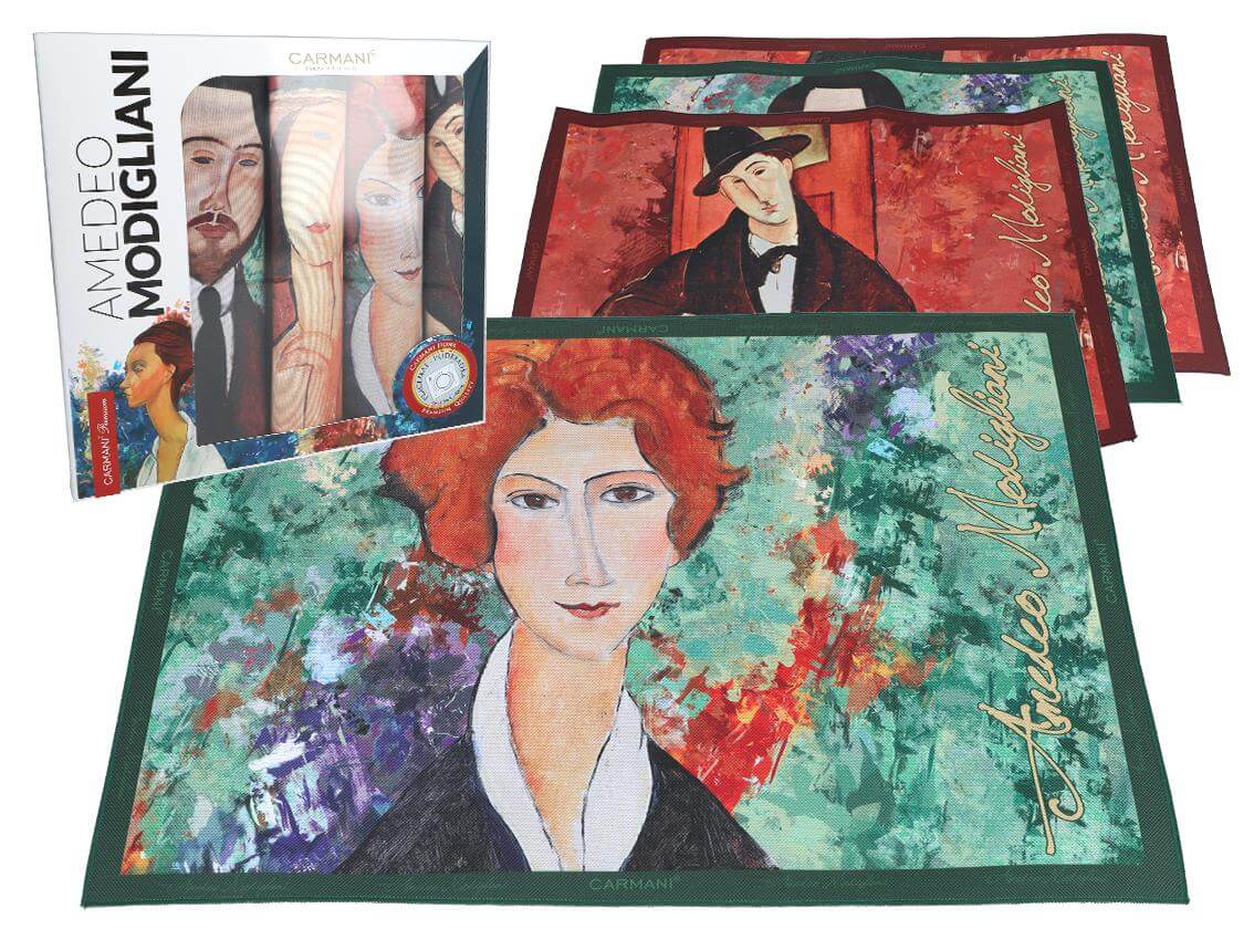 Set of 4 Table Mats Amedeo Modigliani Placemats Museum Reproduction Art Inspired Home Decor