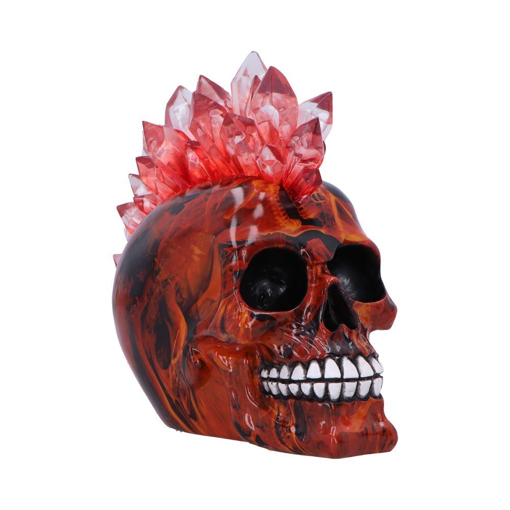 Red Crystal LED Skull with Mohawk Gothic Punk Statue Horror Fantasy Figurine Art